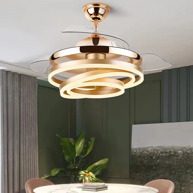 Afralia™ Modern 2025 LED Ceiling Fan with Remote Control and Rechargeable Silent Operation