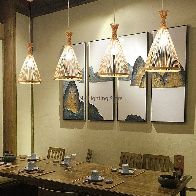 Afralia™ Rattan Bamboo Pendant Lamp: Handmade Indoor Decorative Lighting for Home, Hotel, Cafe