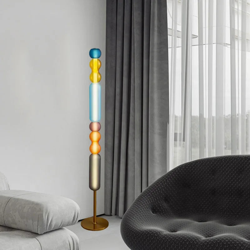 Afralia™ Nordic Colorful Glass Floor Lamp, 4000K, Living Room Bedside Novelty Lighting
