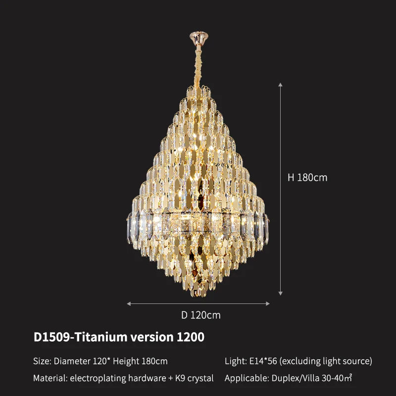Afralia™ Crystal Pendant Light for Grand Chandelier Villa Hall & Hotel Lobby