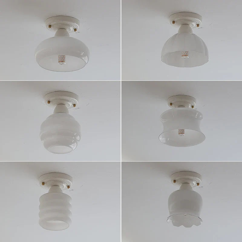 Afralia™ Ceramic LED Ceiling Light Creamy White Nordic Indoor Lighting Fixture