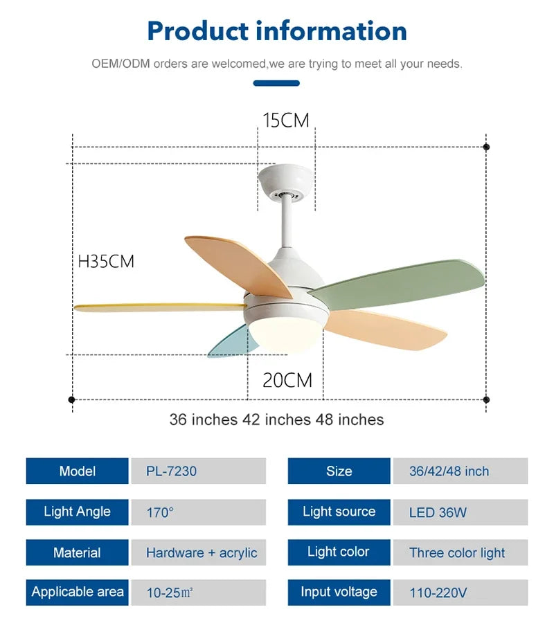 Afralia™ Kids Ceiling Fan with Light and Remote Control, 3-Speed, 5-Blade Helicopter Design