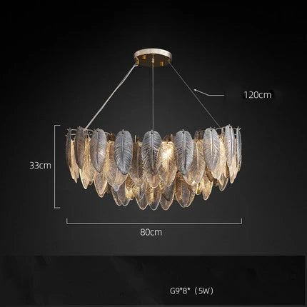 Afralia™ White Glass Feather LED Chandelier - Designer Oval Goose Feather Lighting
