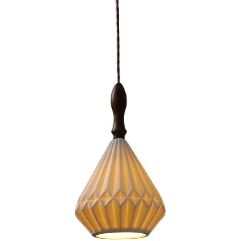 Afralia™ Ceramic Wood Pendant Light - Nordic Modern LED Hanging Lamp for Home Decor