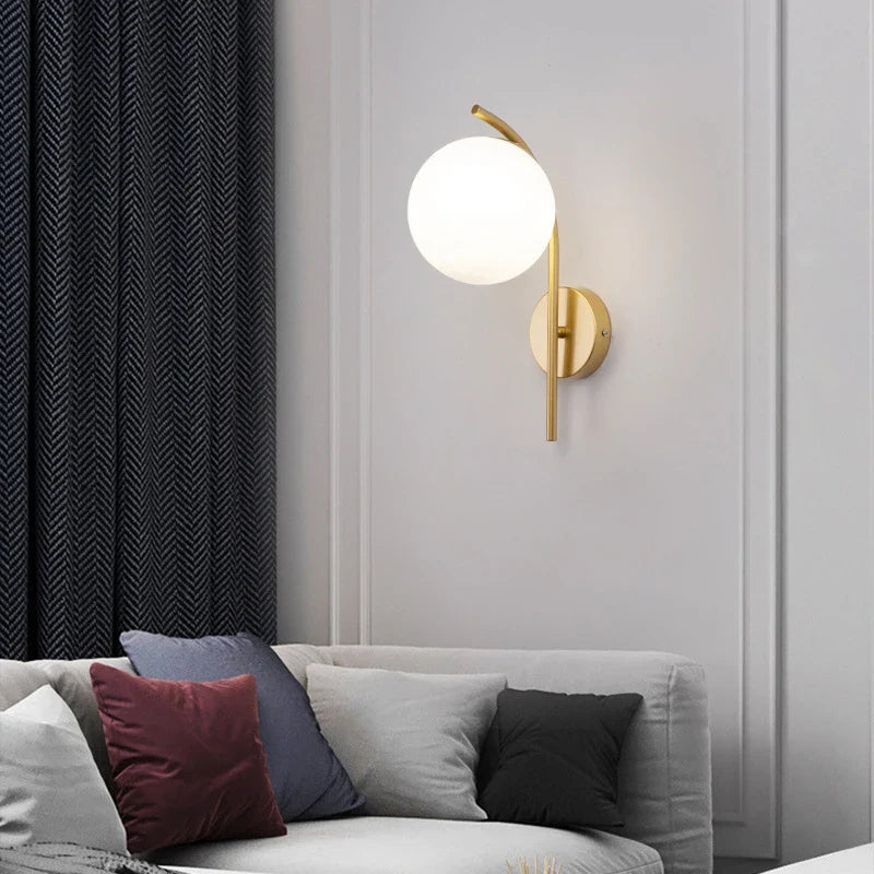 Afralia™ Glass Ball LED Wall Lamp for Bedroom Living Room Indoor Lighting