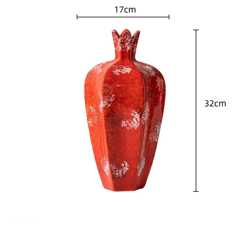 Afralia™ Handmade Pomegranate Ceramic Vase: Stylish Home Decor & Flower Arrangement Accessory