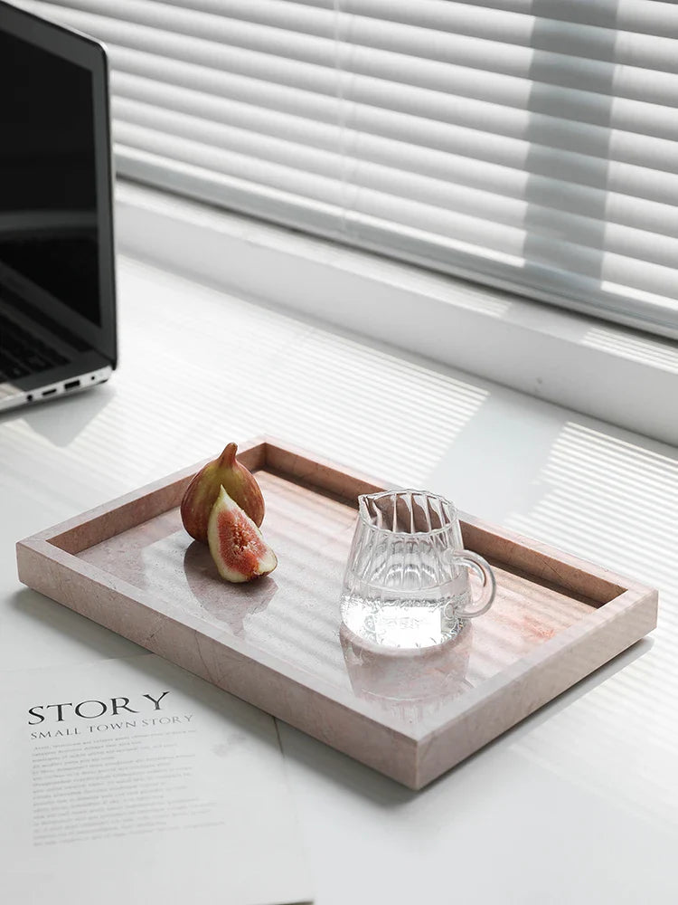 Afralia™ Pink Marble Vanity Tray for Home Decor & Organization