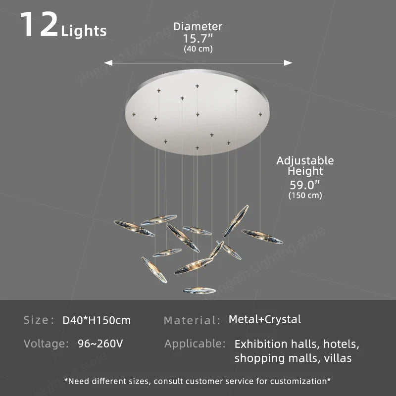 Afralia™ Modern Crystal Chandelier Pendant Light for Villa Hall, Living Room, Kitchen Island