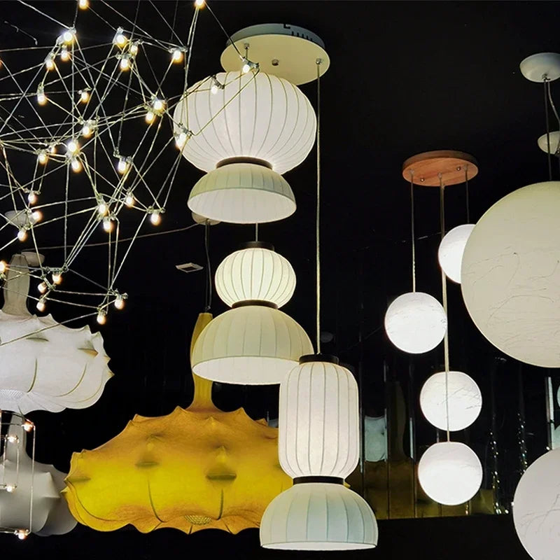 Afralia™ Silk LED Chandelier: Nordic Minimalist Pendant Light for Dining Room, Bedroom, Bar