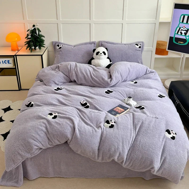 Afralia™ Teddy Velvet Bedding Set for Winter Warmth and High-end Comfort