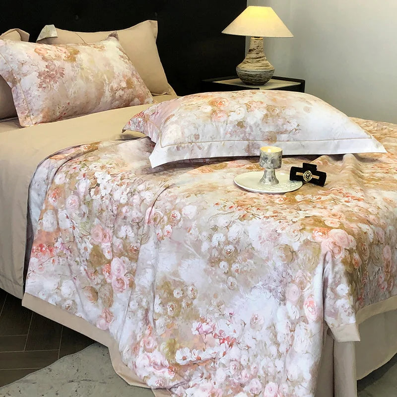 Afralia™ Summer Cool Quilt Set with Sheets Pillowcases - Ice Silk Chiffon Yarn Fabric