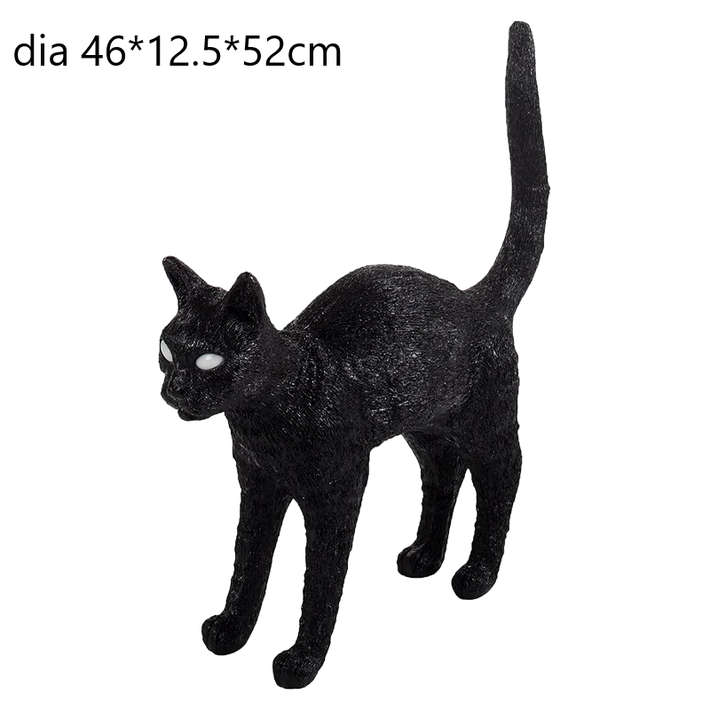 Afralia™ Black Cat Resin Table Lamp for Bedroom Office Dining Room