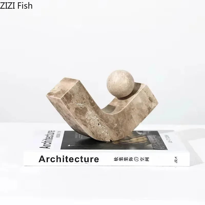 Afralia™ Geometric Stone Ornaments Desk Decoration Modern Artwork Statue Room Decor