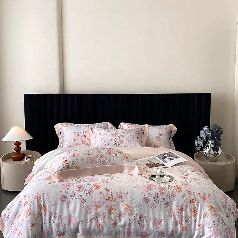 Afralia™ Eucalyptus Fiber Flowers Print Bedding Set - Soft Silky Cool Feel