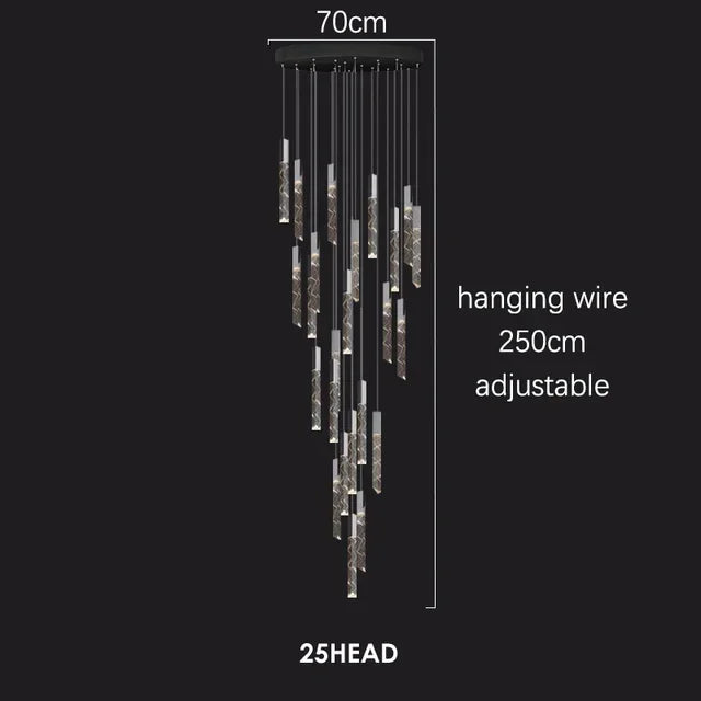 Afralia™ Crystal Chrome LED Chandelier: Luxury Duplex Stair Loft Pendant Light for Living Room