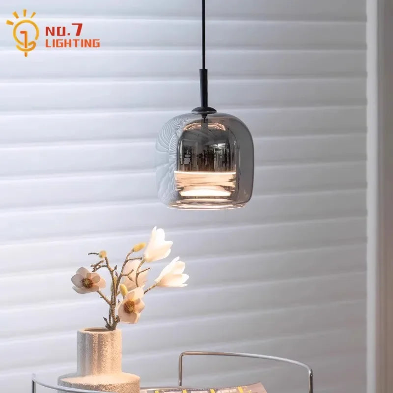 Afralia™ Glass Pendant Lights Modern Designer LED Indoor Lighting for Bedroom Living Room