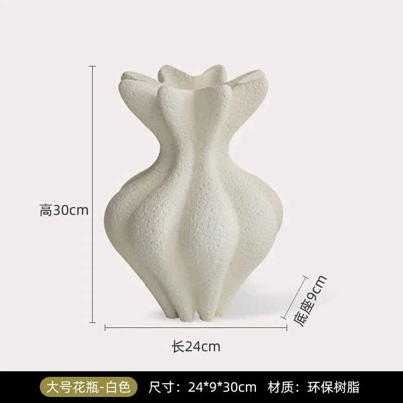 Afralia™ White Vase Resin Handicraft Abstract Ornament for Room Decoration