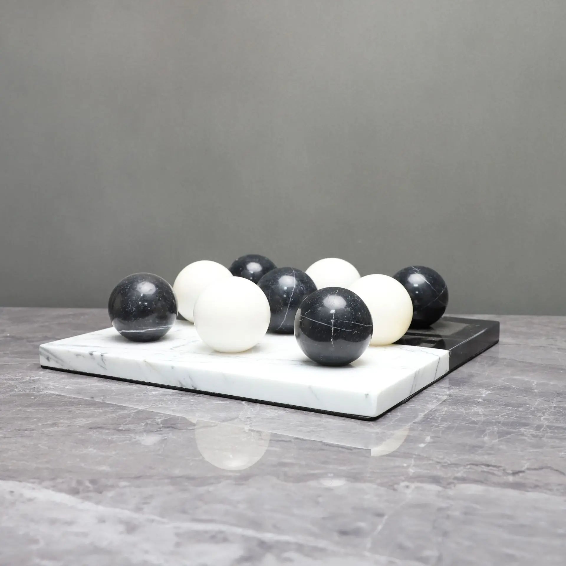 Afralia™ Marble Chessboard & Ball Decor Set for Home Decoration