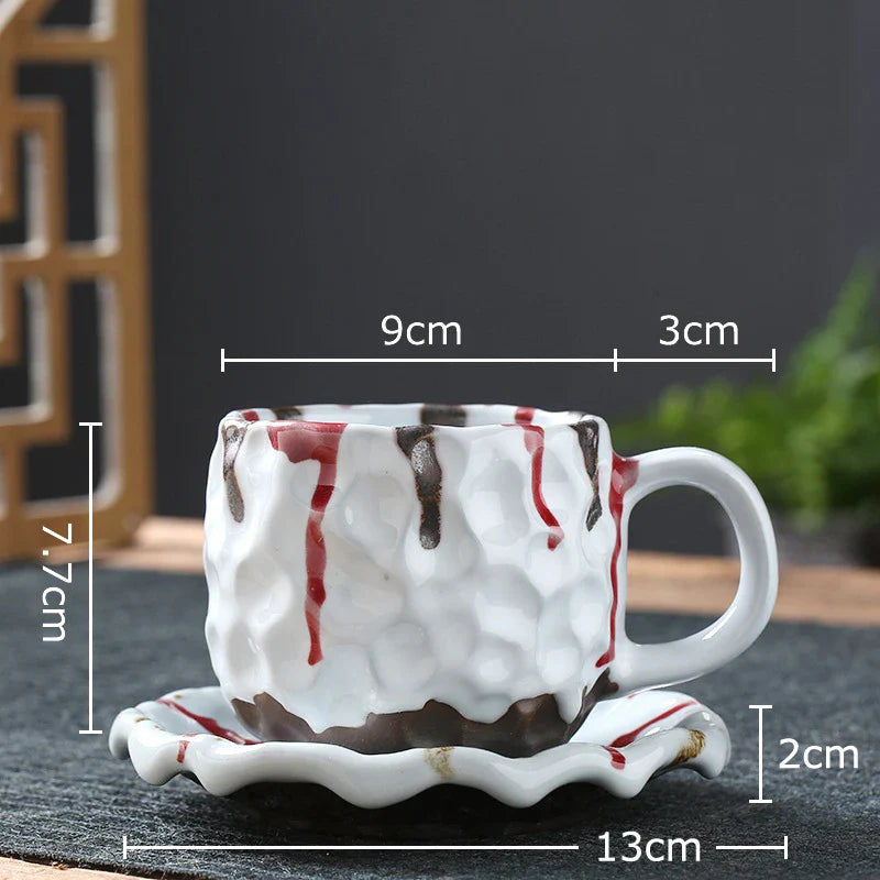 Afralia™ Hammer Pattern Porcelain Mugs, Set of 2