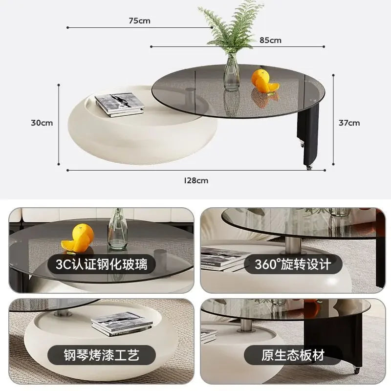 Afralia™ Luxury Tempered Glass Coffee Table - Italian Round High-Grade