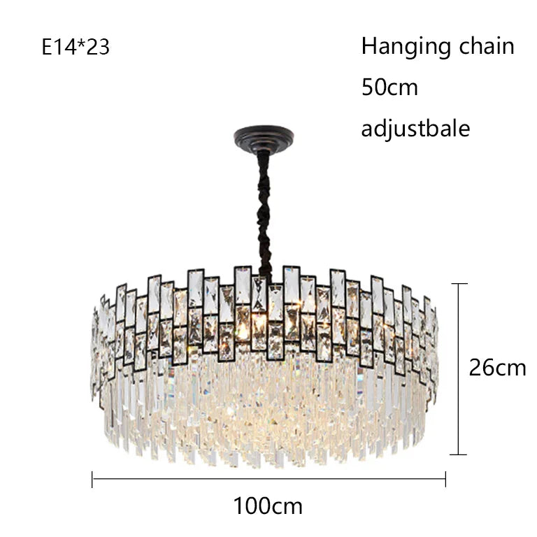 Afralia™ Gold Black Crystal LED Chandelier, Round Oval Living Room Ceiling Light