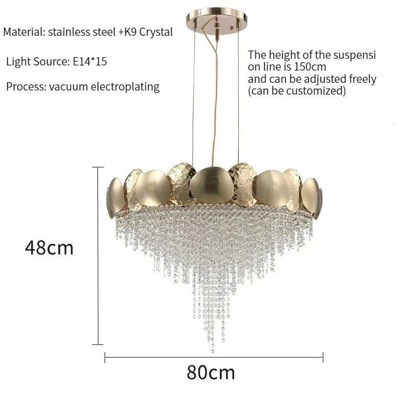 Afralia™ Gold Crystal LED Chandelier: Luxe Ceiling Lighting for Dining Room