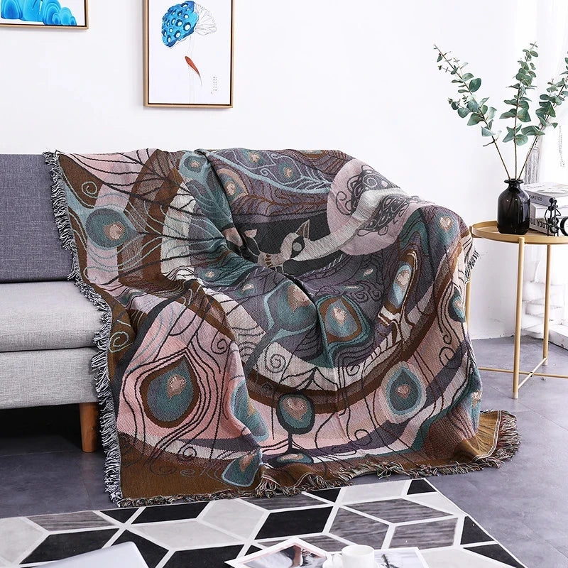 Afralia™ Dustproof Butterfly Carp Pattern Sofa Blanket