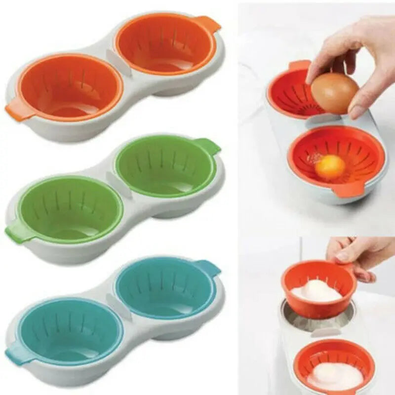 Afralia™ Egg Boiler Silicone Poacher Cooker Double Layer Cup Draining Cooking Tools