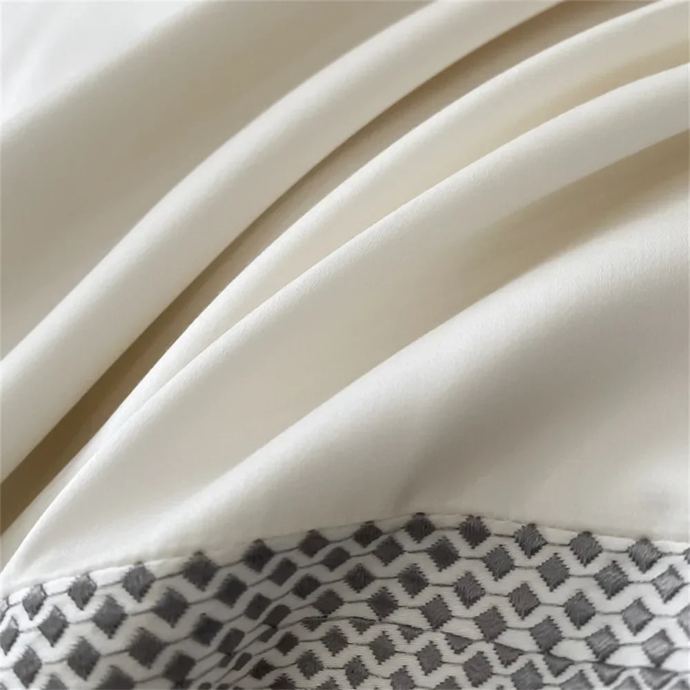 Afralia™ 1000TC Egyptian Cotton Embroidered Bedding Set, Queen King Size Duvet Cover Set