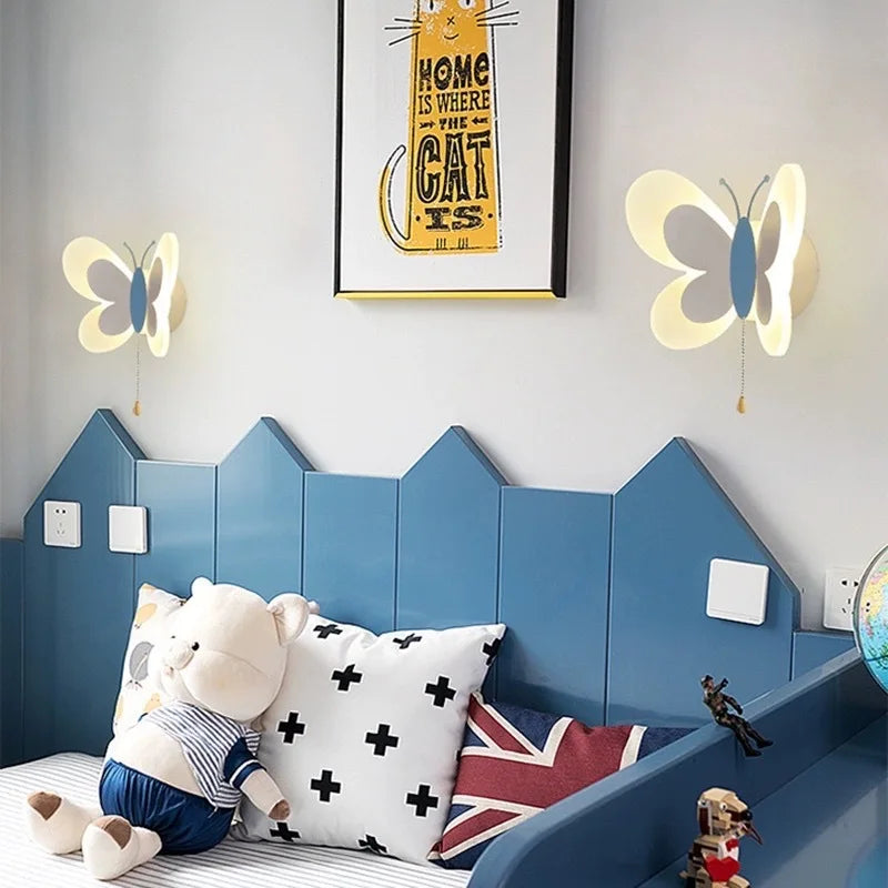 Afralia™ Butterfly Girl Cartoon Children Room Lamp with Energy-Saving LED for Bedroom