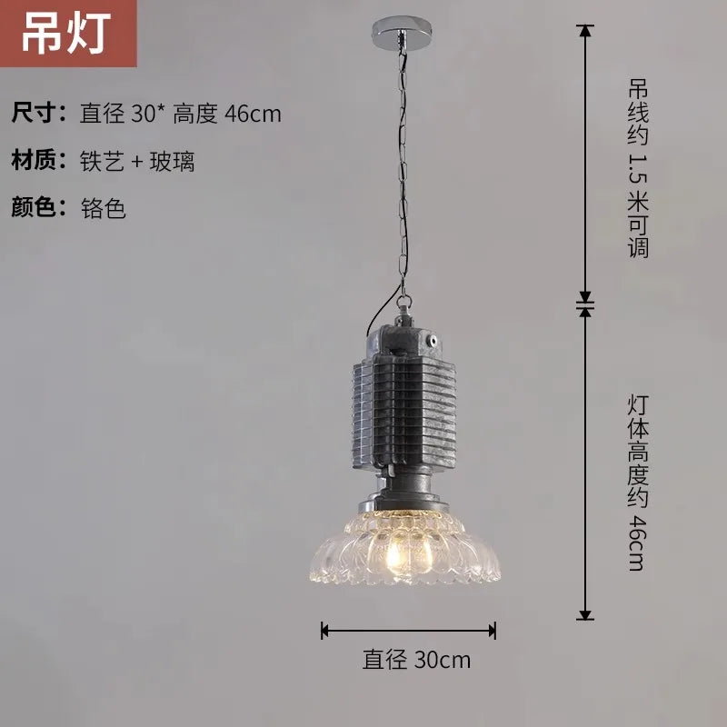 Afralia™ Glass Chrome Pendant Light LED E27 Iron Art Decor for Restaurant Café