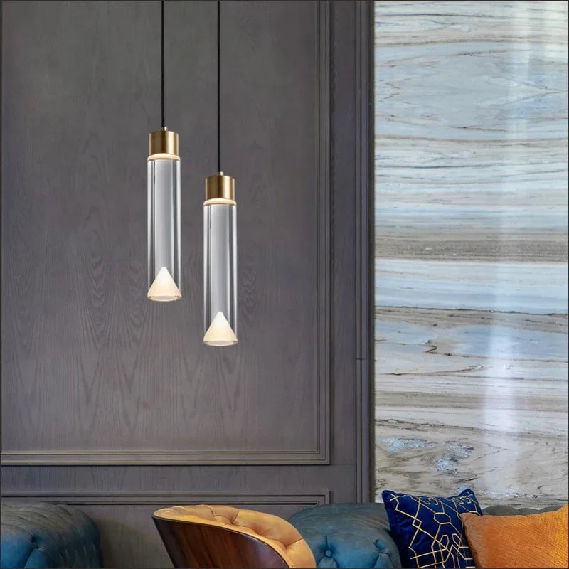 Afralia™ Clear Crystal Copper Pendant Light for Dining, Kitchen, Bedroom - Adjustable G4 Bulb