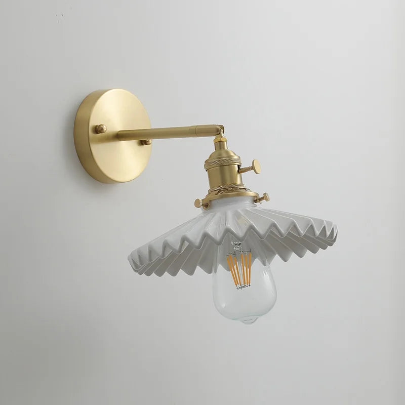 Afralia™ Ceramic LED Wall Lamp Pull Chain Bedroom Bathroom Mirror Light