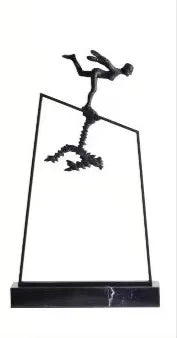 Afralia™ Metal Handicrafts Skating Figure Sculpture | Home Decor Ornaments