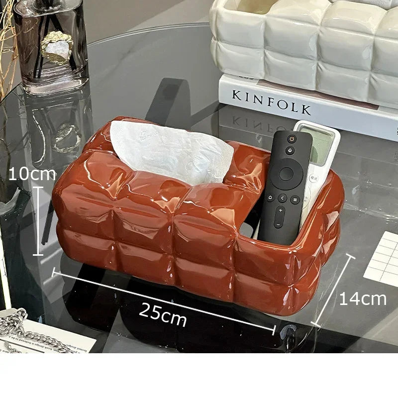 Afralia™ Ceramic Bread Tissue Box Desk Decoration Paper Towel Case