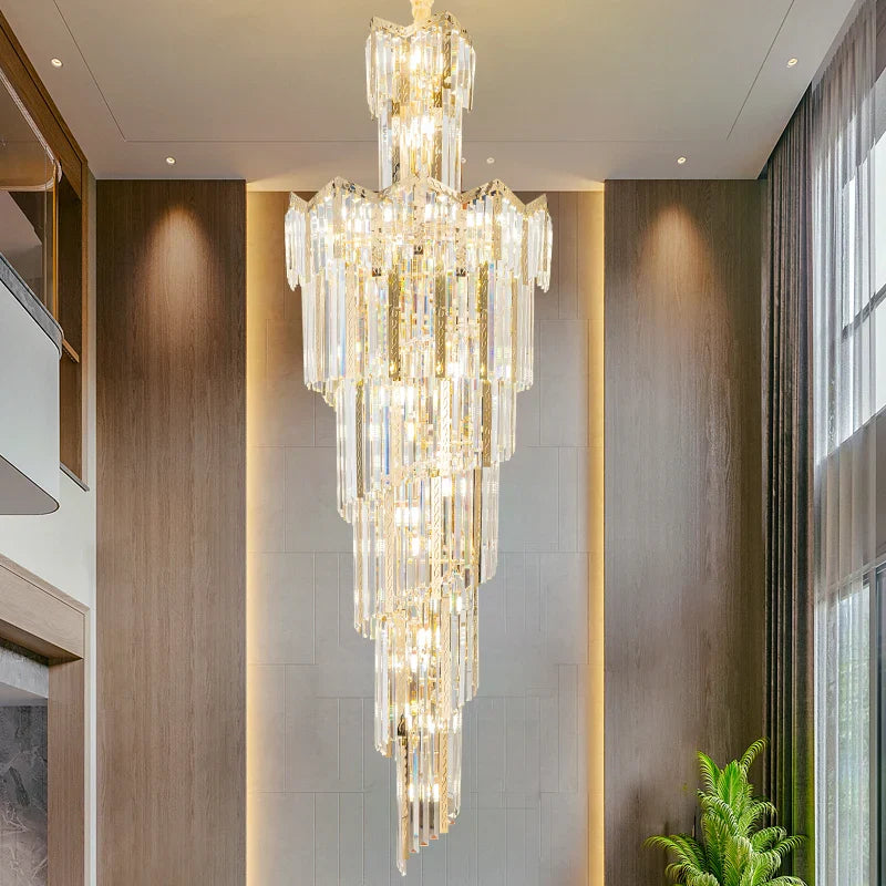 Afralia™ Crystal Chandelier: European Villa Hotel Luxury Hollow Building Middle Floor Lighting