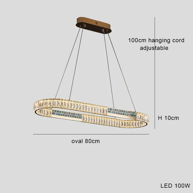 Afralia™ Crystal Ring Ceiling Chandelier | Stainless Steel | Luxury Home Decor