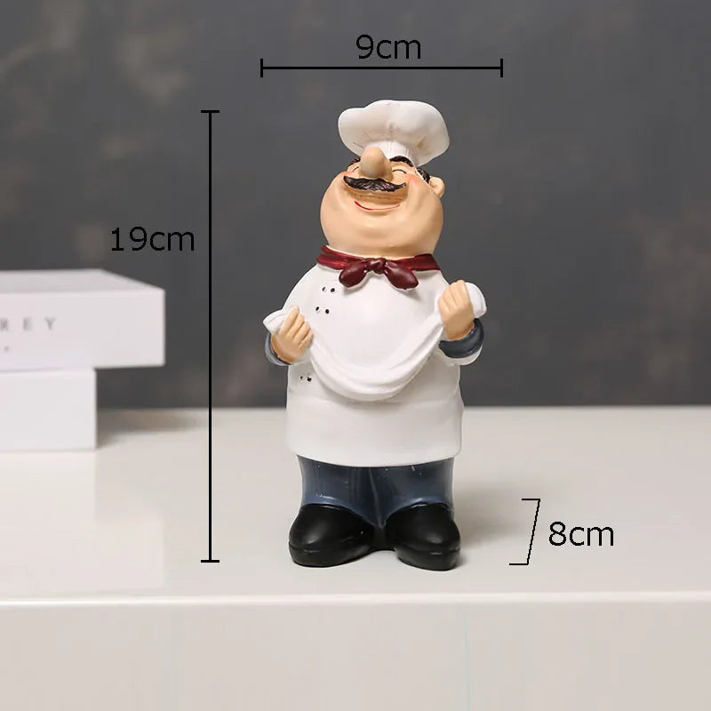 Afralia™ Bearded Chef Resin Figure Sculpture Modern Kitchen Desk Decor Ornaments