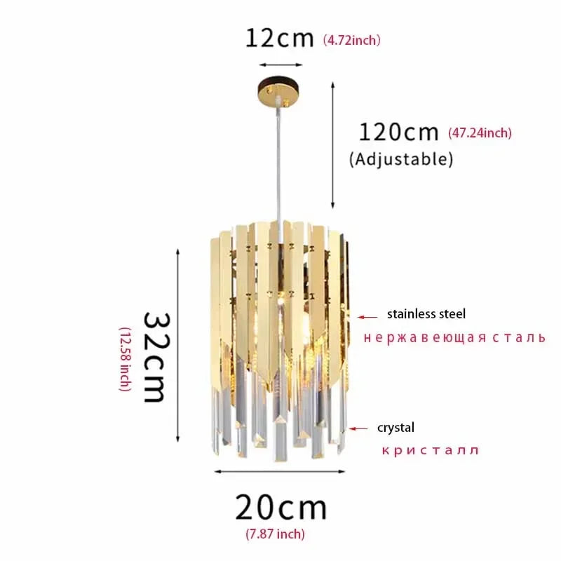 Afralia™ Gold K9 Crystal LED Chandelier for Living Room Kitchen Dining Bedroom