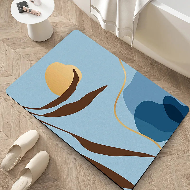 Afralia™ Nordic Abstract Diatom Ooze Toilet Mat - Super Absorbent, Anti-slip Bathroom Rug