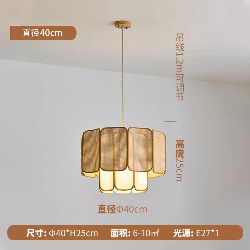 Afralia™ Wabi-Sabi Rattan Pendant Lights Zen Art Decor LED E27 for Home Restaurant