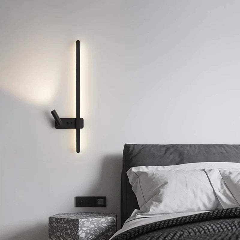 Afralia™ LED Wall Sconce Spotlight for Living Room Bedroom - Modern Black White Wall Lamp