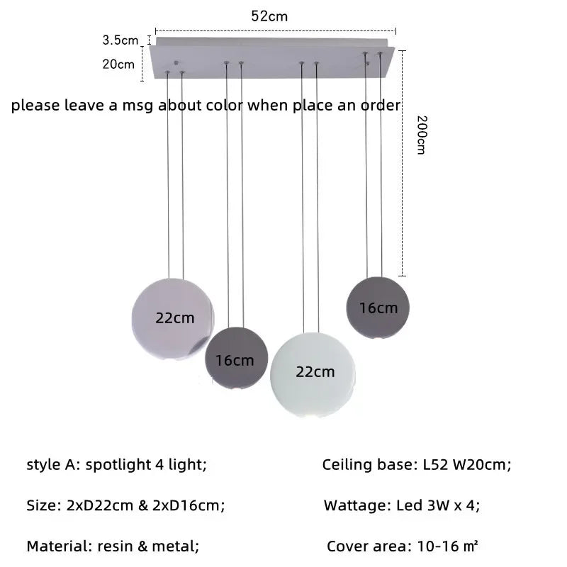 Afralia™ Nordic Bar Modern LED Pendant Light Resin Lustre Dining Room Hanging Lamp