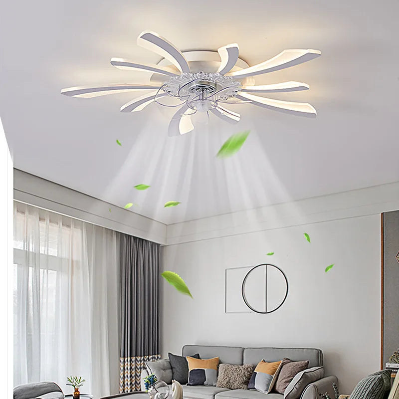 Afralia™ Smart LED Ceiling Fan Light - App Controlled, Silent, Adjustable Speed