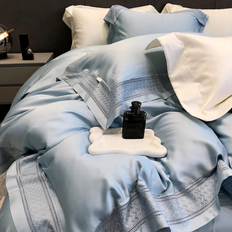 Afralia™ 1000TC Lyocell Fibre Bedding Set with Broadside Embroidery - Soft, Silky & Pure Color