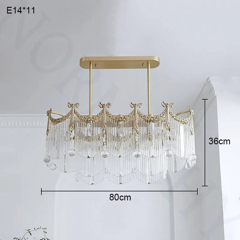 Afralia™ Crystal Tassel Chandelier: French Copper, Artistic Design, High-End Feel for Master Bedroom