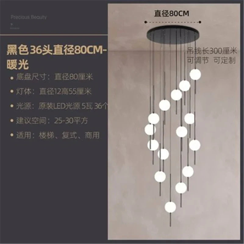 Afralia™ Glass Ball LED Ceiling Chandelier for Home Decor and Lighting