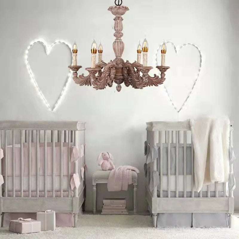 Afralia™ Country French Solid Wood Chandelier for Bedroom, Dining Room, Living Room, and Study