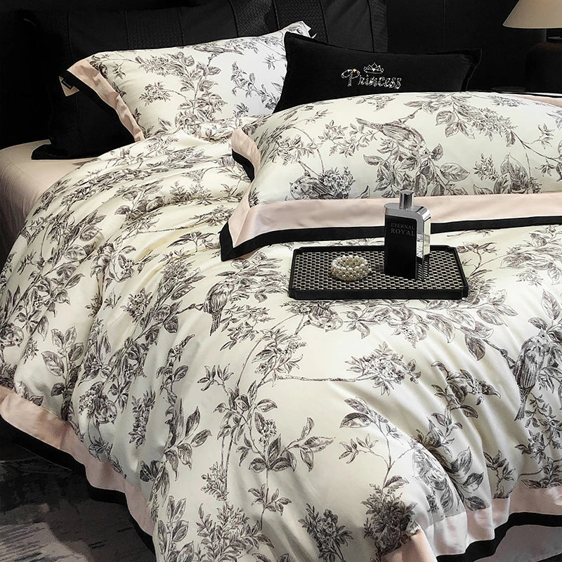 Afralia™ Luxury Vintage Egyptian Cotton Bedding Set with Digital Printing
