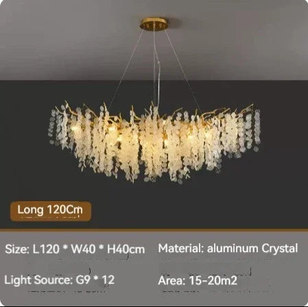 Afralia™ Modern Crystal Chandelier for Living Room Dining Bedroom - Long LED Pendant Light